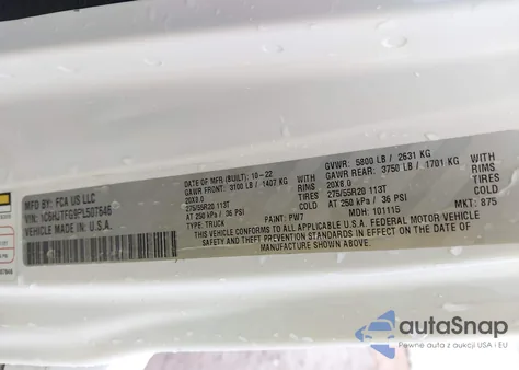 2023 Jeep Gladiator High Altitude 4X4 z USA, uszkodzony, nr VIN 1C6HJTFG9PL507646